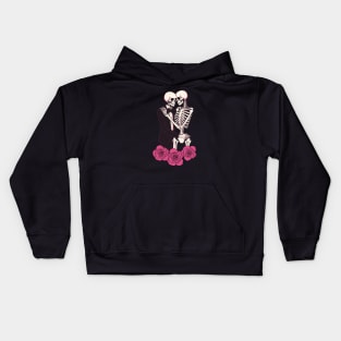 Preppy Skeleton, valentines day, pink skull Kids Hoodie